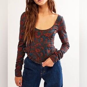 FREE PEOPLE Women’s Melanie Long-Sleeve Top-Night Combo-Size X-Small